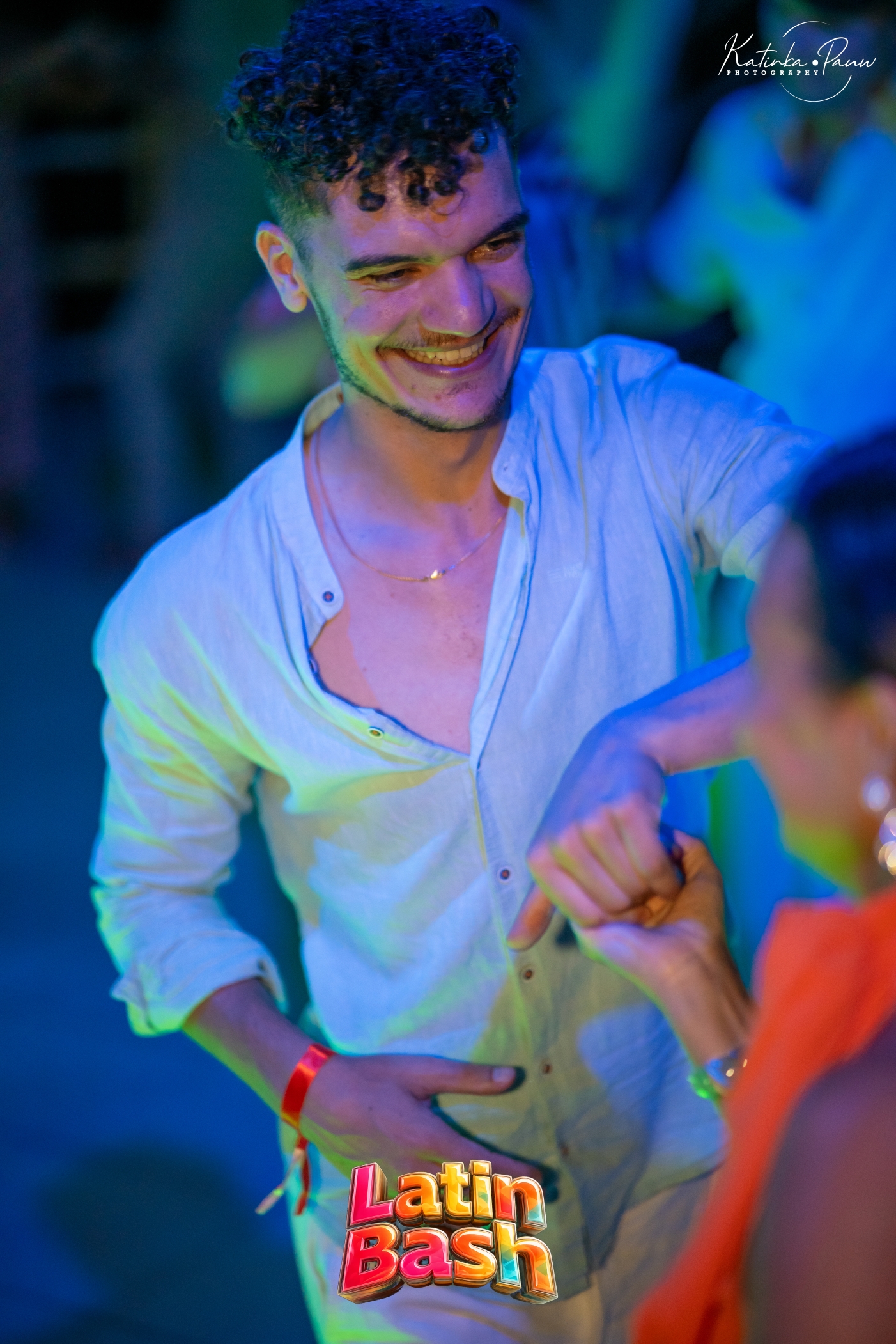 Smiling while dancing with a partner