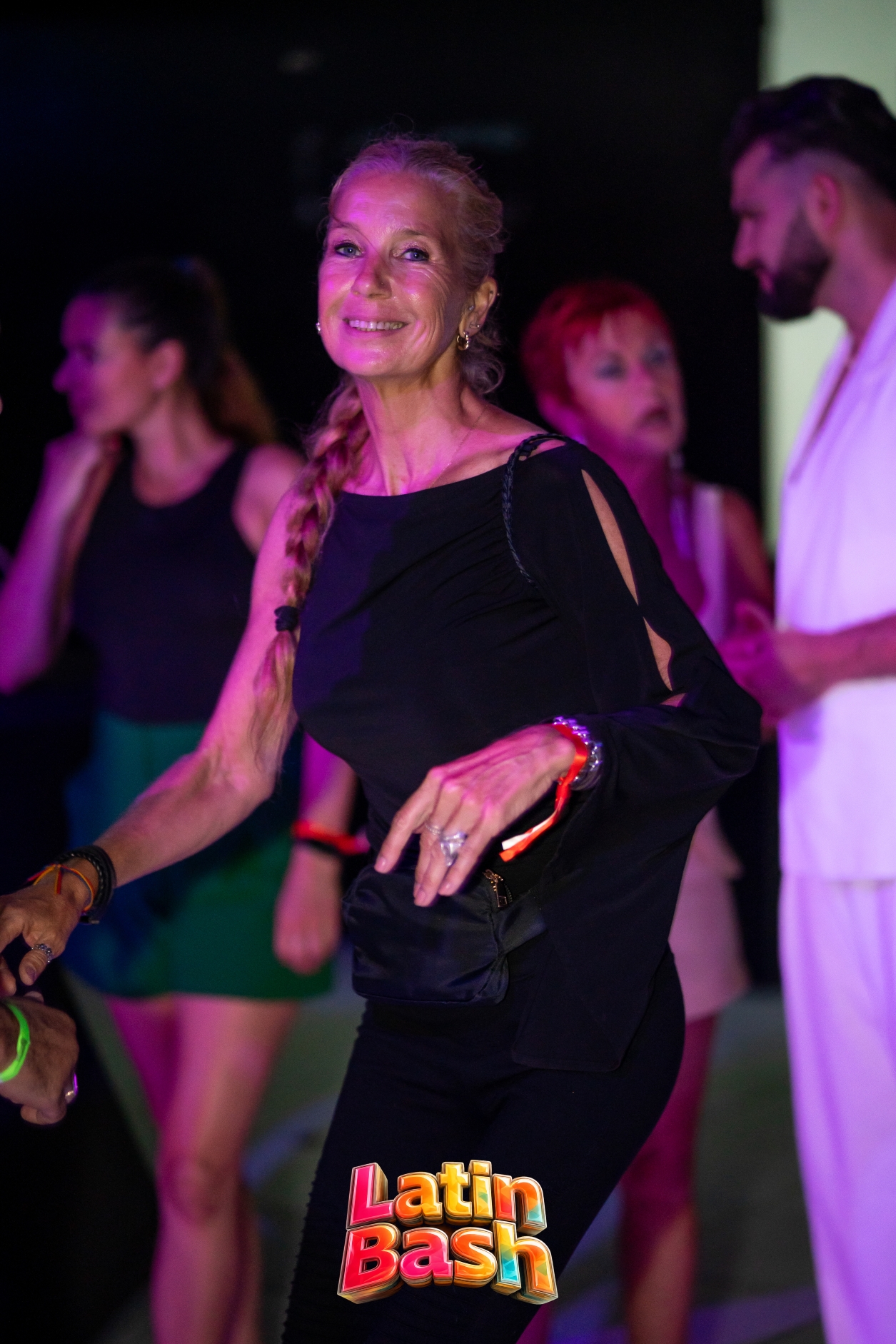 Dancing under pink lights
