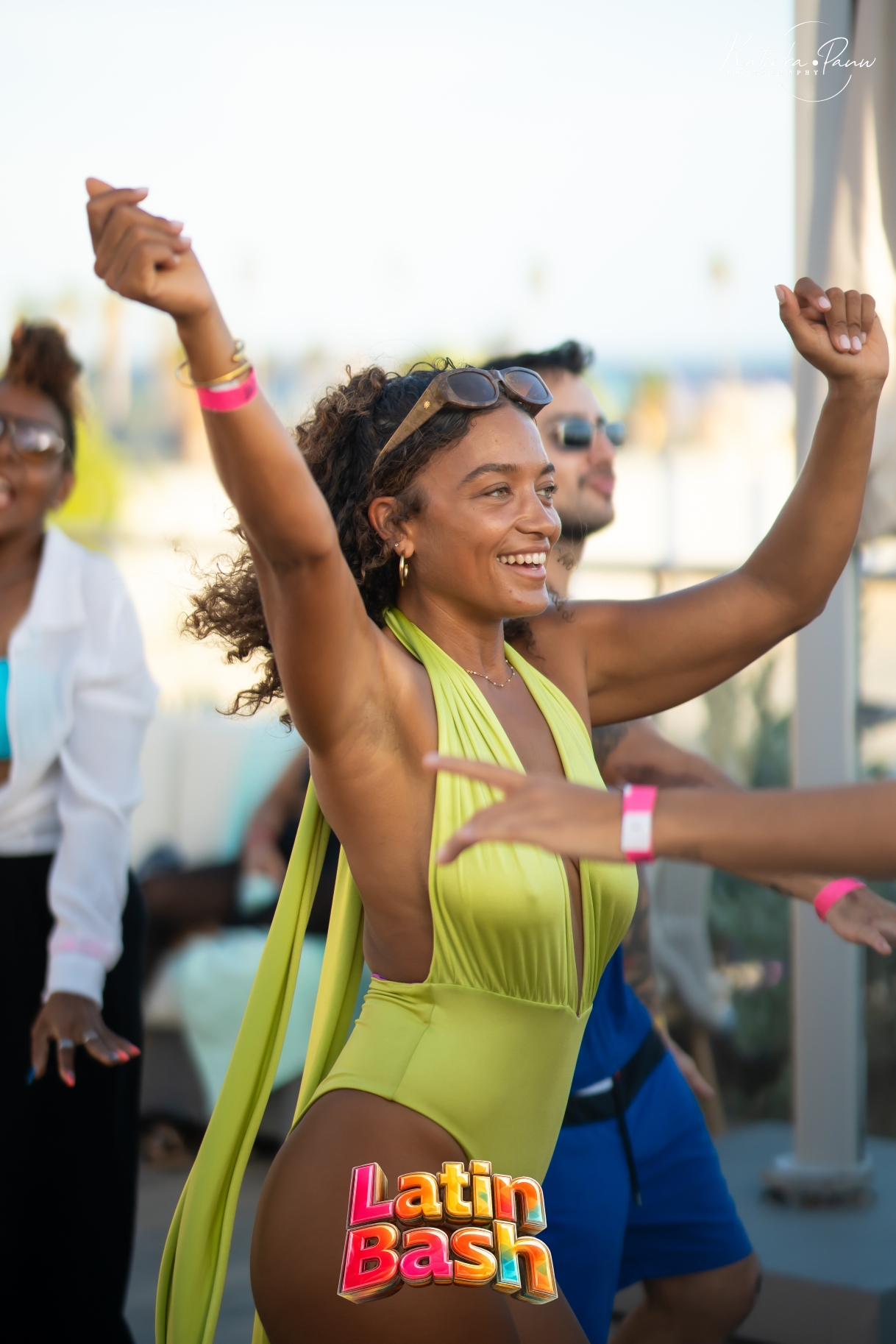Dancing beside the pool